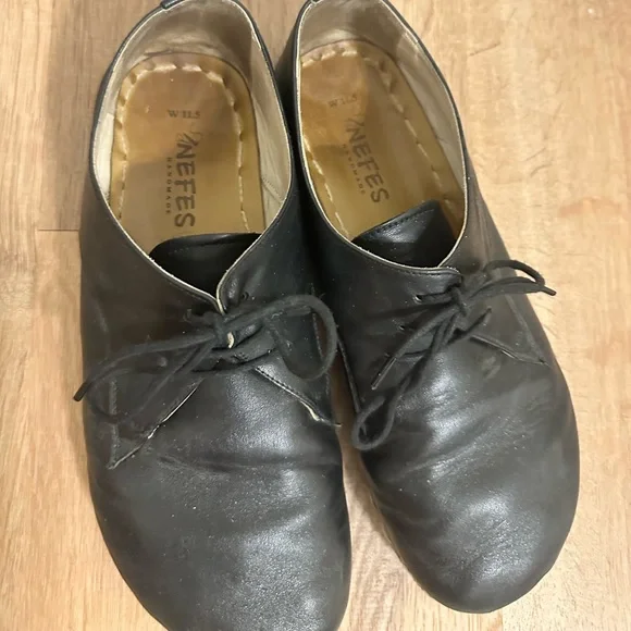 Nefes Black Barefoot Shoes For Women's Oxford Style Lace-up W 11.5 - Picture 2 of 5